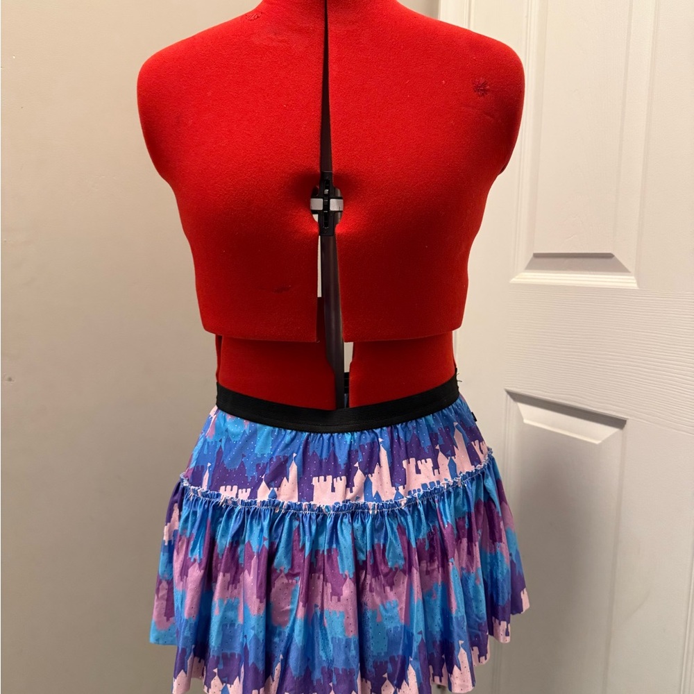 Vibrant Blue and Purple Castle Skater Skirt